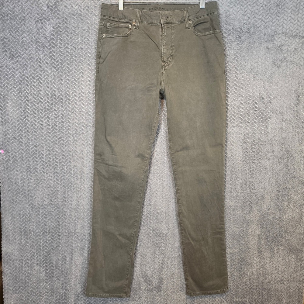 American Eagle Mens Slim Straight Pants Olive Green 32x34 Cotton Stretch 1950